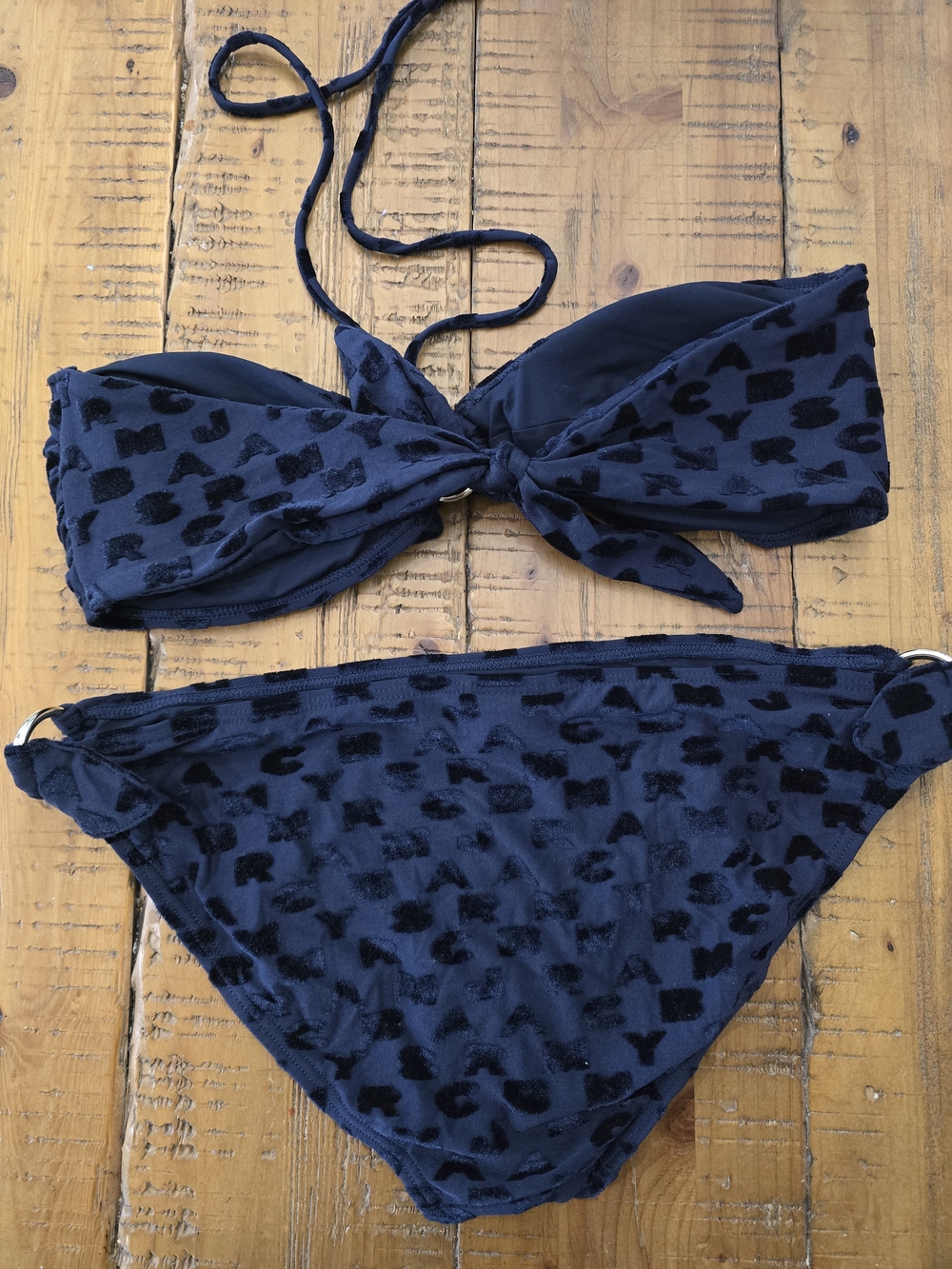 Marc By Marc Jacobs Swimwear Navy Textured Print Bikini Set - Picture 5 of 5
